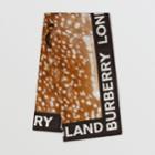 Burberry Burberry Slogan Animal Print Cotton Silk Large Square Scarf, Brown
