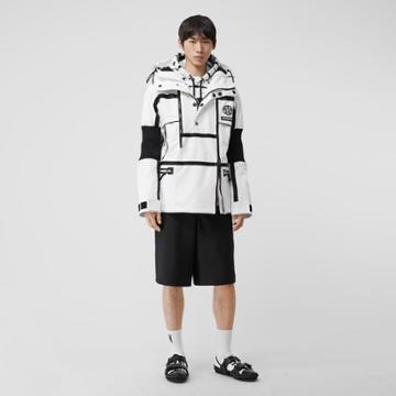 Burberry Burberry Globe Graphic Nylon Reconstructed Track Jacket, Size: 44, White
