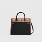 Burberry Burberry Small Leather And Vintage Check Two-handle Title Bag, Black