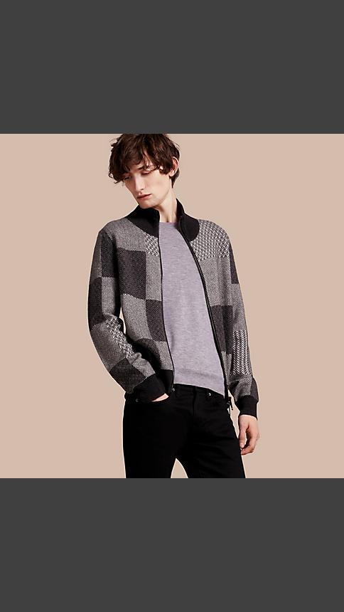 Burberry Funnel Neck Cashmere Cotton Knitted Jacket