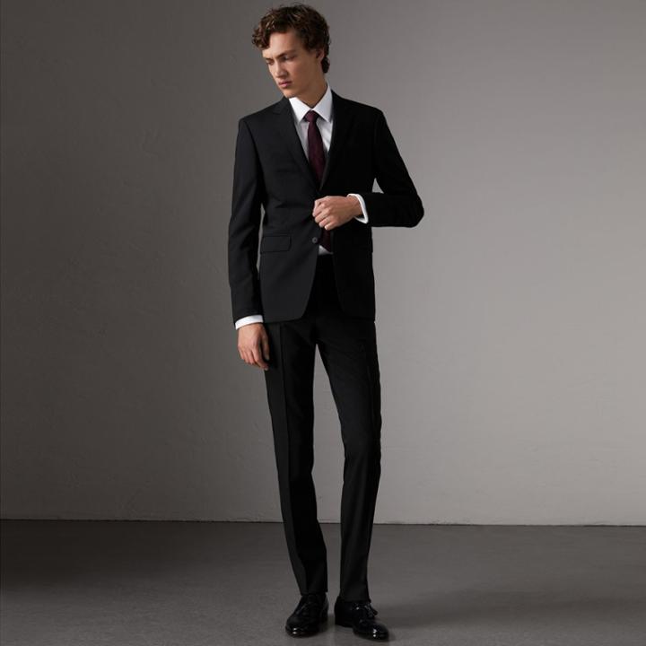 Burberry Burberry Slim Fit Wool Trousers, Size: 38, Black