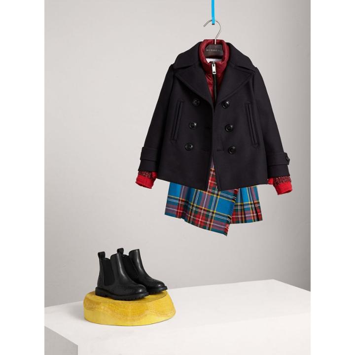 Burberry Burberry Wool Cashmere Blend Pea Coat With Down-filled Gilet, Size: 12y