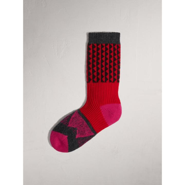 Burberry Burberry Geometric Wool Cashmere Patchwork Socks