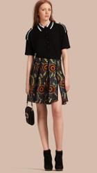 Burberry Floral Jacquard Military Pleat Skirt