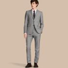 Burberry Slim Fit Puppy Tooth Wool Linen And Silk Part-canvas Suit