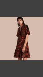 Burberry Fit-and-flare Floral Print Silk Dress