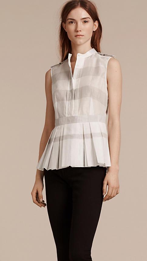 Burberry Striped Cotton Silk Peplum Shirt
