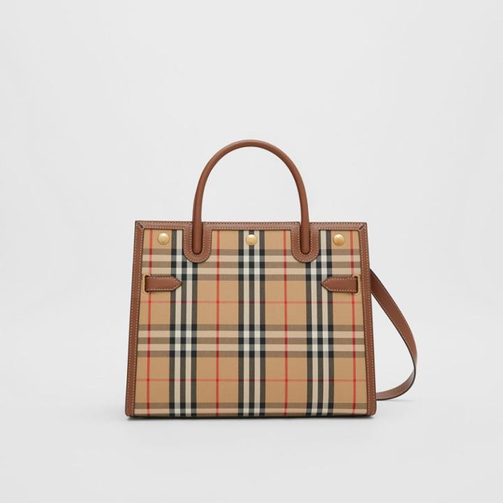 Burberry Burberry Small Vintage Check Two-handle Title Bag, Beige