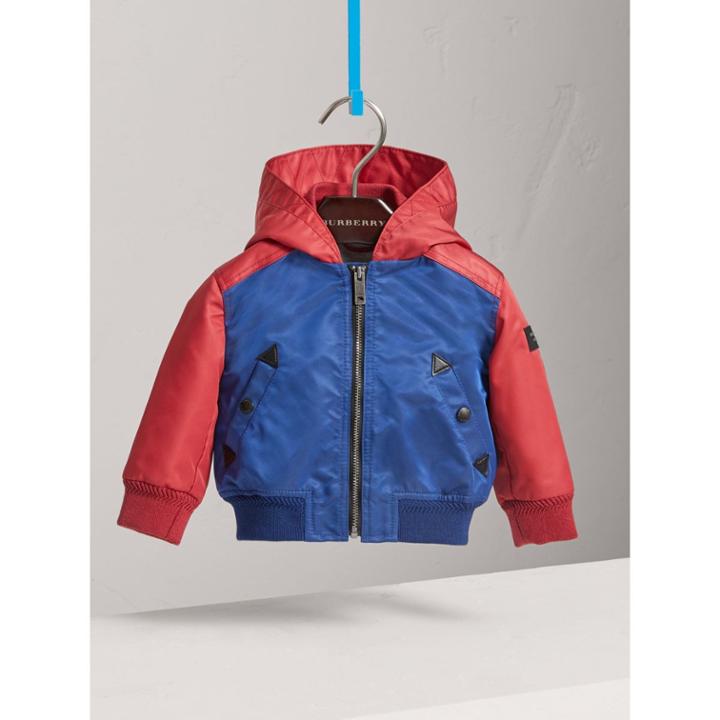 Burberry Burberry Two-tone Hooded Bomber Jacket, Size: 12m, Red