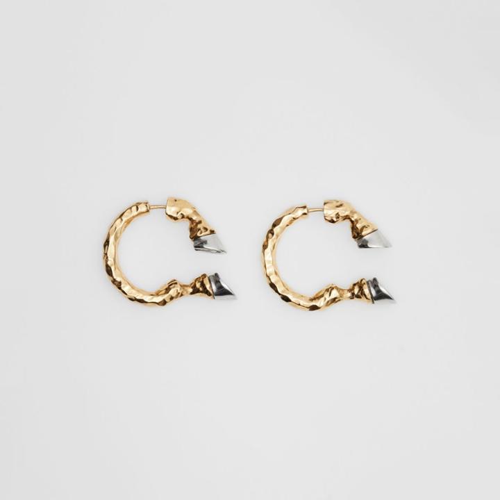Burberry Burberry Gold And Palladium-plated Hoof Open-hoop Earrings, Yellow