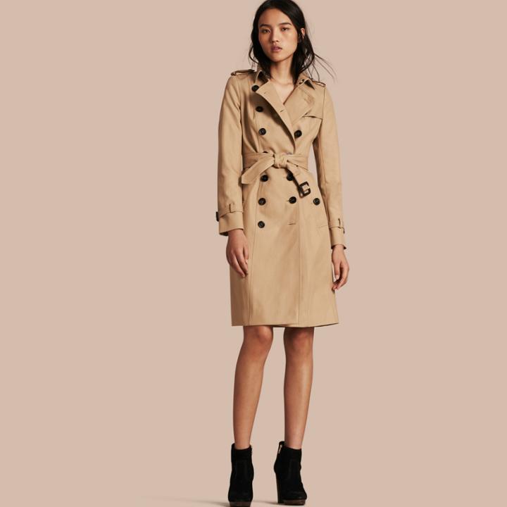 Burberry Burberry Cotton Gabardine Trench Coat, Size: 40, Yellow