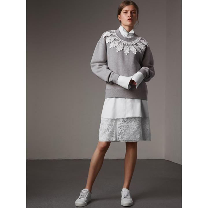 Burberry Burberry Lace Appliqu Jersey Sweatshirt, Grey