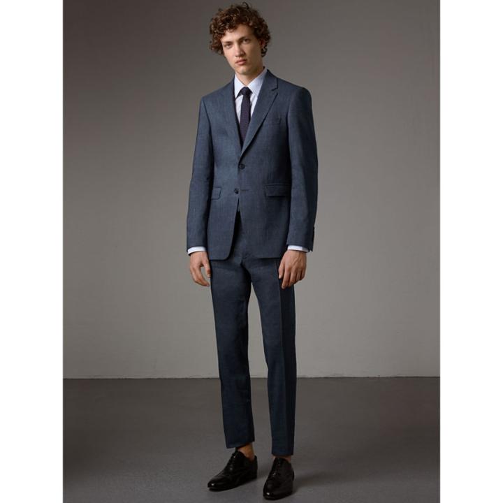 Burberry Burberry Modern Fit Travel Tailoring Linen Wool Suit, Size: 46r, Blue