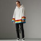 Burberry Burberry Striped Detail Faux Shearling Hooded Jacket, Size: 06, White