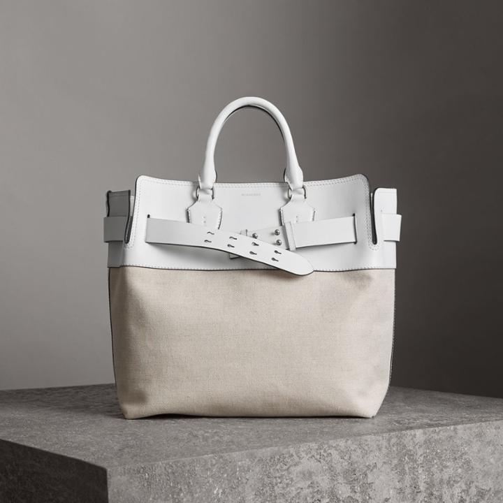 Burberry Burberry The Large Leather And Canvas Belt Bag, White