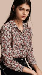 Burberry Leaf Print Silk Shirt