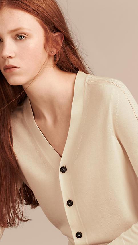Burberry Open Stitch Detail Silk Wool Cardigan