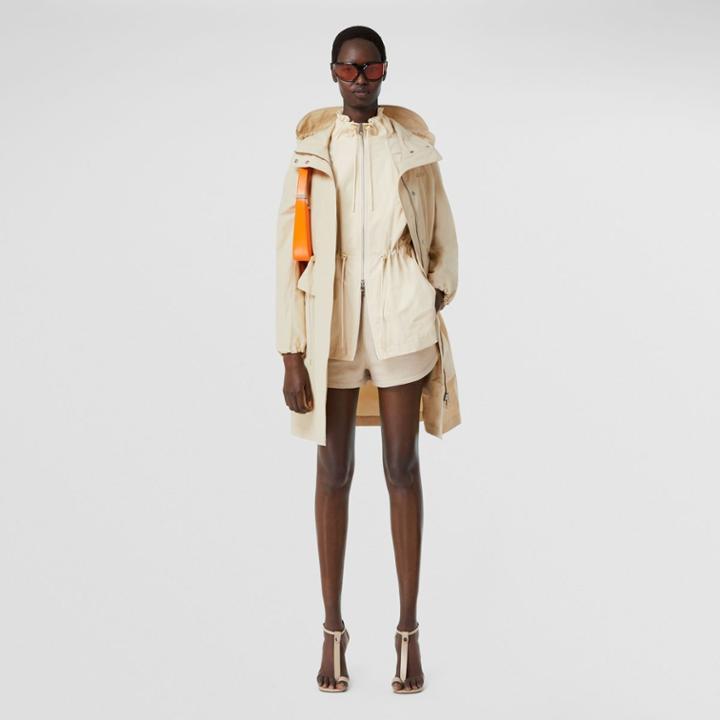 Burberry Burberry Logo Print Technical Cotton Hooded Parka, Size: 0