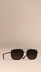 Burberry Square Frame Acetate And Leather Sunglasses