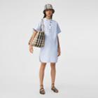 Burberry Burberry Short-sleeve Cotton Oxford Smock Dress, Size: 0, Blue