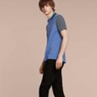 Burberry Burberry Colour-block Cotton Piqu Polo Shirt, Size: Xxxl, Blue