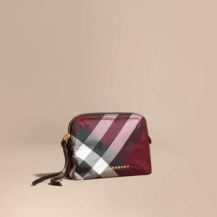 Burberry Burberry Medium Zip-top Check Technical Pouch, Purple