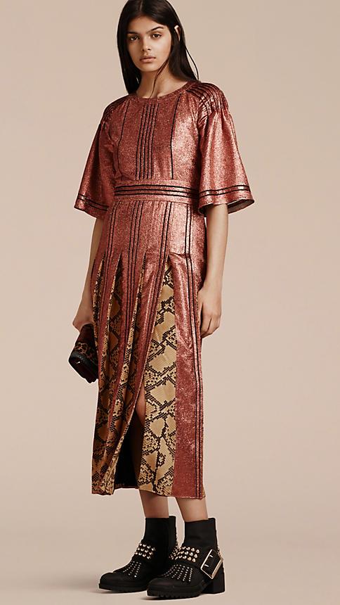 Burberry Long Lam And Python Print Dress