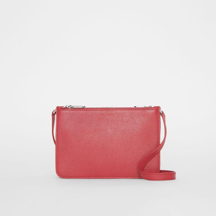 Burberry Burberry Triple Zip Grainy Leather Crossbody Bag, Red