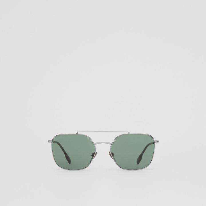 Burberry Burberry Top Bar Detail Square Pilot Sunglasses, Grey