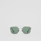 Burberry Burberry Top Bar Detail Square Pilot Sunglasses, Grey