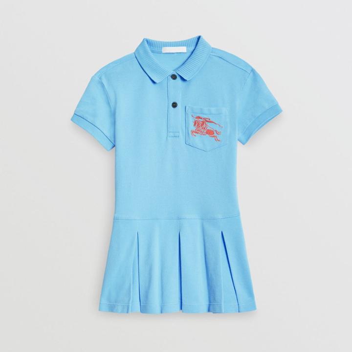 Burberry Burberry Childrens Ekd Logo Cotton Polo Dress, Size: 10y, Blue