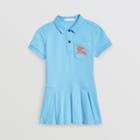 Burberry Burberry Childrens Ekd Logo Cotton Polo Dress, Size: 10y, Blue