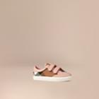 Burberry Burberry House Check And Leather Trainers, Size: 29, Pink