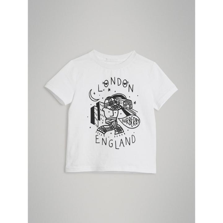 Burberry Burberry Night Print Cotton T-shirt, Size: 12y, White