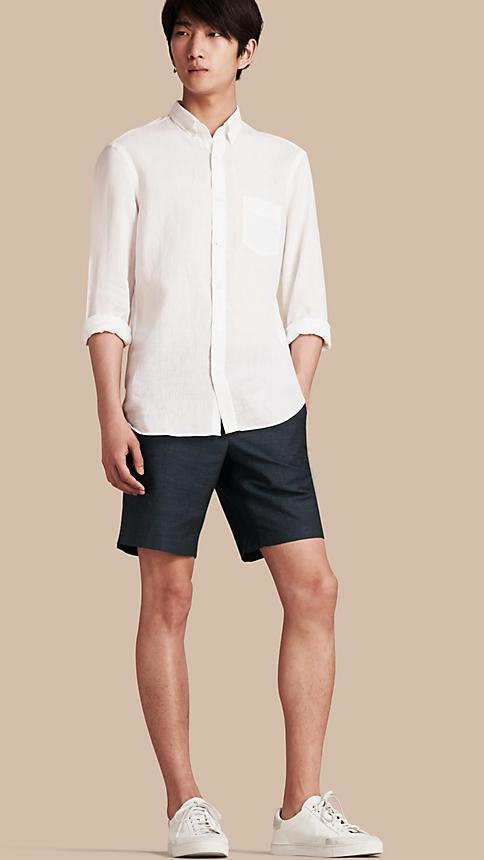 Burberry Linen Cotton Tailored Shorts