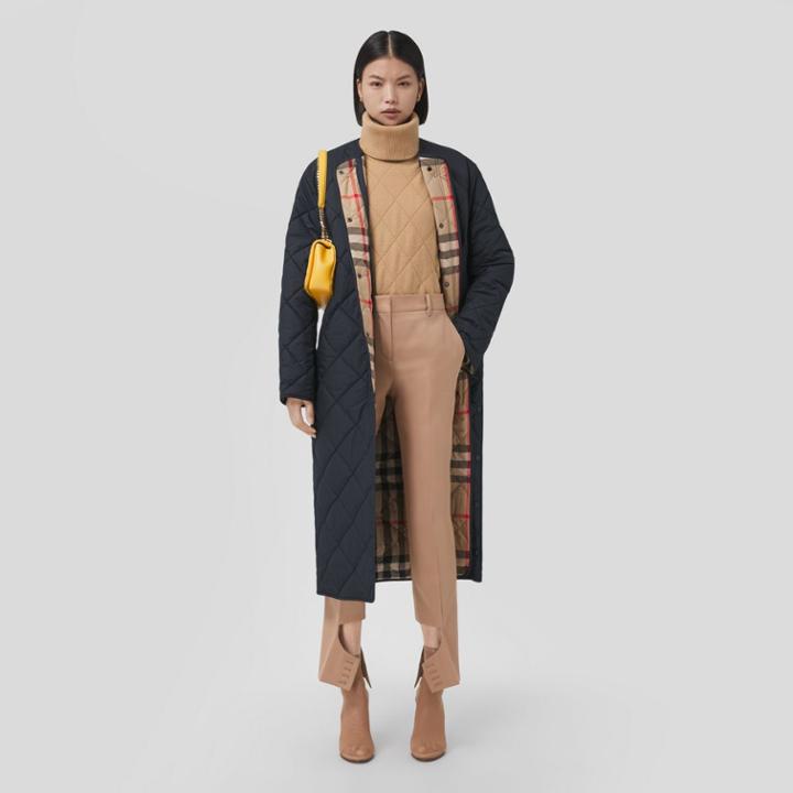Burberry Burberry Diamond Quilted Nylon Collarless Coat