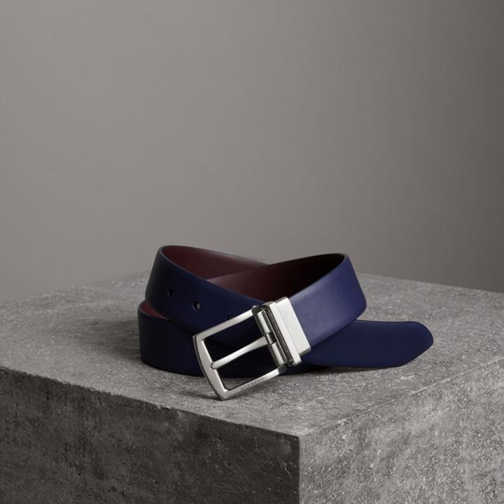 Burberry Burberry Reversible Leather Belt, Size: 100, Blue