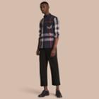 Burberry Burberry Button-down Collar Check Stretch Cotton Blend Shirt, Size: M, Blue