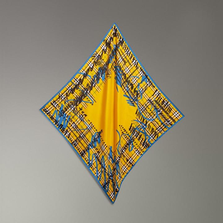 Burberry Burberry Scribble Check Silk Square Scarf
