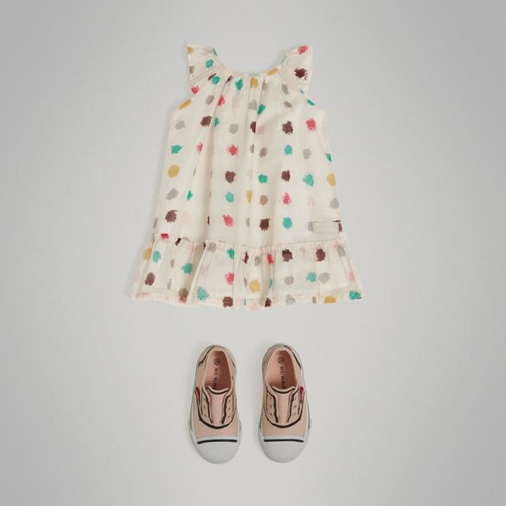 Burberry Burberry Graphic Spot Print Cotton A-line Dress, Size: 2y