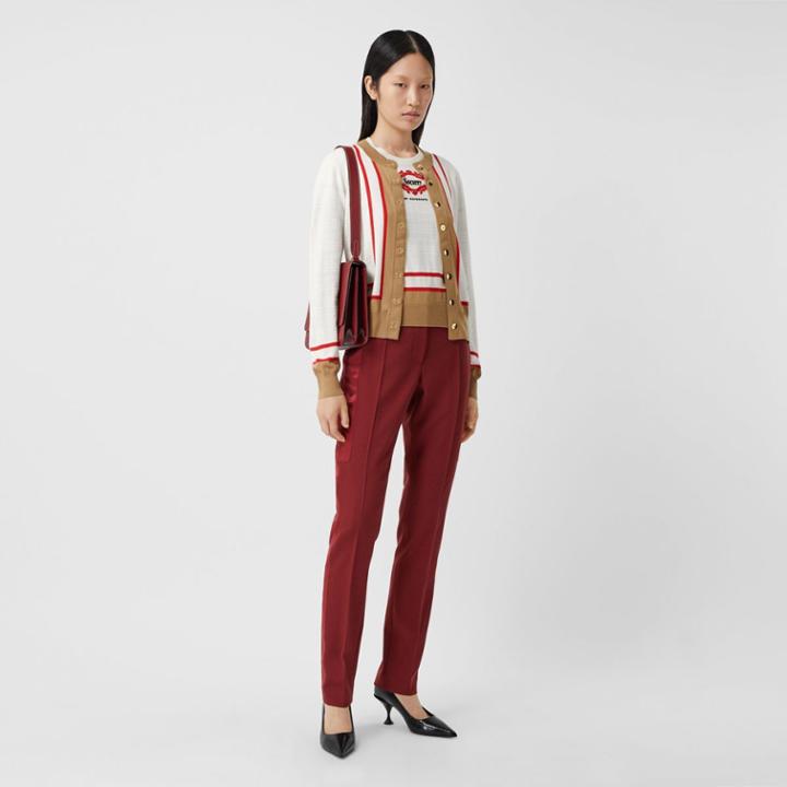 Burberry Burberry Archive Society Intarsia Wool Cardigan, Size: M, White