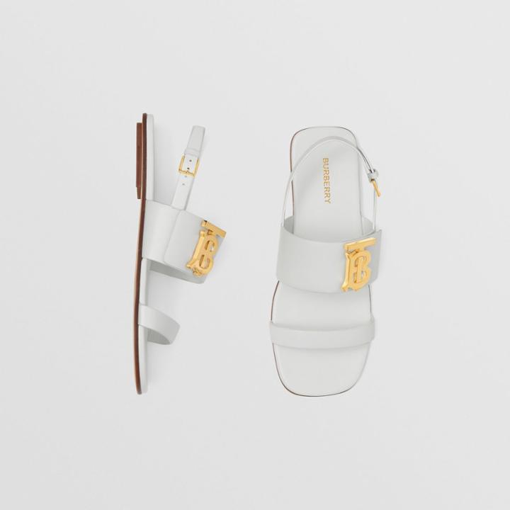 Burberry Burberry Monogram Motif Leather Sandals, Size: 36