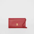 Burberry Burberry Monogram Motif Leather Wallet With Detachable Strap, Red