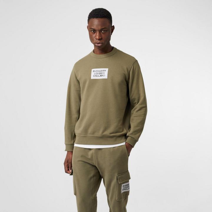Burberry Burberry Logo Print Cotton Sweatshirt, Green