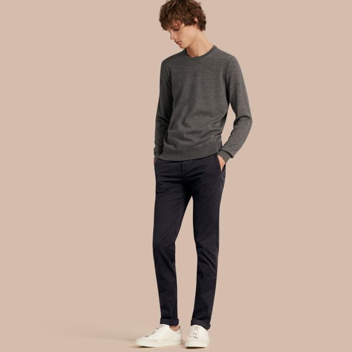 Burberry Burberry Slim Fit Stretch-cotton Twill Chinos, Size: 34r, Blue
