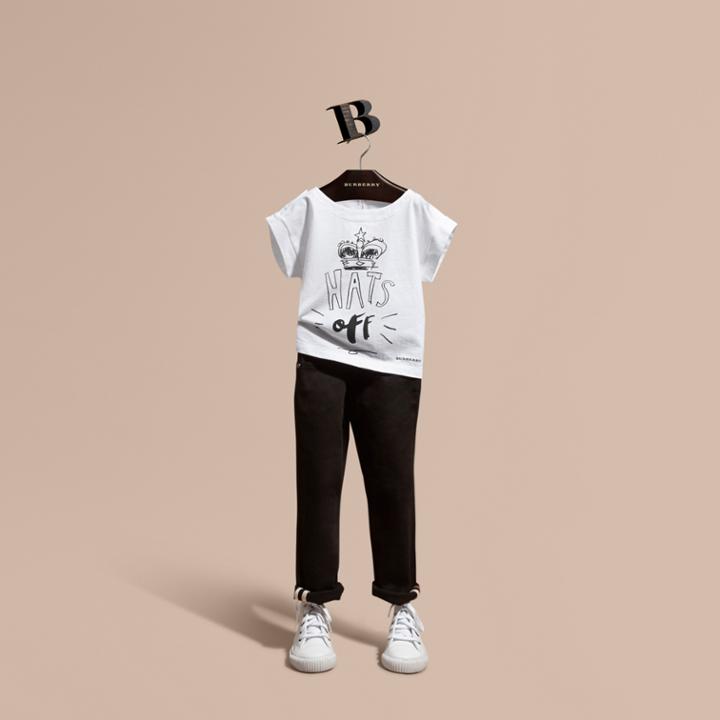 Burberry Burberry Hats Off Motif Cotton T-shirt, Size: 4y, White