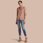 Burberry Burberry Ruffle Yoke Floral Print Cotton Shirt, Size: 12, Orange