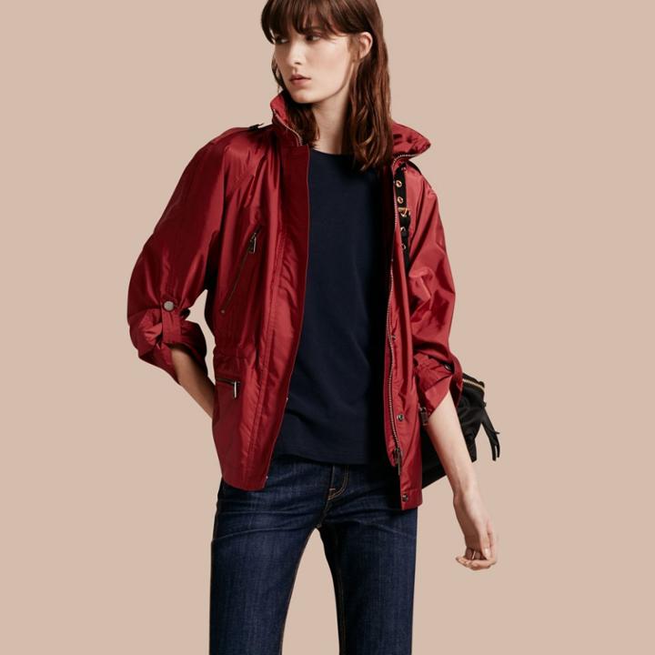 Burberry Burberry Showerproof Parka Jacket With Packaway Hood, Size: 04, Red
