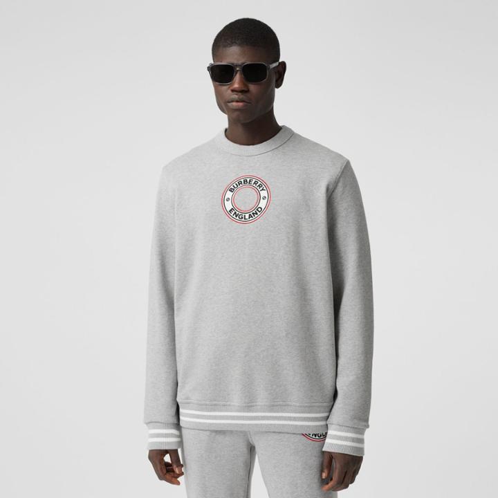Burberry Burberry Logo Graphic Appliqu Cotton Sweatshirt, Grey