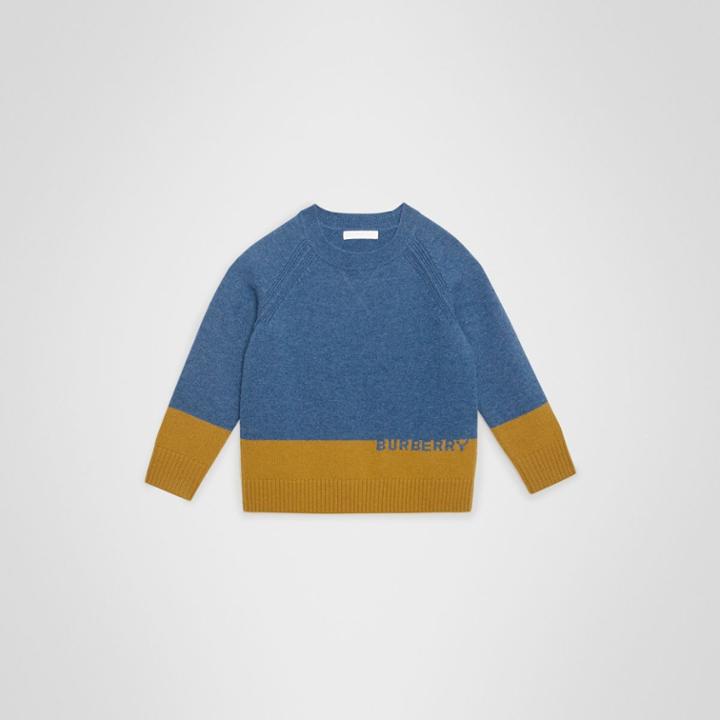 Burberry Burberry Childrens Logo Intarsia Cashmere Sweater, Size: 10y, Blue